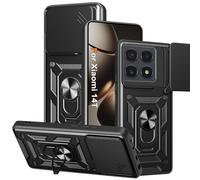 Yutwo Funda para Xiaomi 14T, Protección de la Cámara con Cubierta Deslizante y Soporte de Anillo - Negro