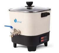 Yuuchail Fundidor de cera para la fabricación de velas y jabones, recipiente eléctrico para fundir velas de 6,5 l con pantalla digital y pico vertedor, base inclinada con revestimiento antiadherente.