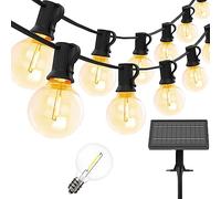 Yuucio Cadena de luces solares para exteriores, 30 m, cadena de luces LED para exteriores, 50 + 2 bombillas de plástico, resistentes al agua, IP45, para exteriores, jardín, terraza, árboles