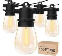Yuucio Guirnaldas Luce Exterior LED 45M, Cadena de Luces con 45+3 S14 Bombillas de Plástico, Guirnaldas Luminosas IP65 Impermeable Conectable Luces De Para Jardín, Boda, Partido