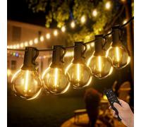 Yuucio Guirnaldas Luces Exterior Regulable 15M, Guirnalda Luminosas con Control Remoto 25+1 G40 LED Bombillas, Cadena de Luz Impermeable para Garden, Jardín, Terraza