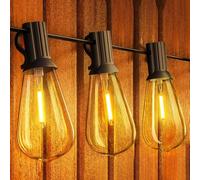 Yuucio Luces LED en Cadena para Exteriores 18M, Bombillas ST38 para Exteriores con 30+1 Bombillas de Plástico, Resistente al Agua IP44 Luces Colgantes Eléctricas para Jardín, Terraza,2700K