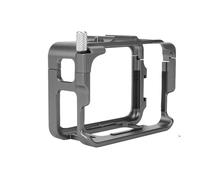 YUULNMOP - Carcasa de aluminio con marco de metal para cámara deportiva Insta360 Ace/Ace Pro, marco protector horizontal vertical con doble zapata fría para micrófono de luz de video