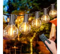 Yuusei Guirnalda Luces Exterior Regulable, 15 Metros Guirnaldas Luminosas de Exterior de Control Remoto con 25+1 LED Plástico Bombillas, Impermeable Luces Exterior 4 Modos Perefcto Jardín Patio Cafe