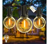 Yuusei Guirnalda Luminosas Exterior 15M, Cadena de Luces Exterior con 25+1 LED Inastillable Plástico Bombillas, IP45 Impermeable Guirnalda Luces par Fiesta, Terraza, Patio - Blanco Cálido