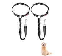 YUUSIKCO 2 pezzi guinzaglio regolabile per auto, guinzaglio per cani con cinghie elastiche ammortizzate, guinzaglio per cani per tutti i tipi di cani e tutti i modelli di auto, nero