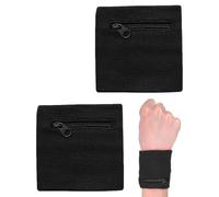 YUUSIKCO 2 pezzi Zip Wrist Pouch, polsino assorbente del sudore, sport palestra basket corsa fascia sudore Wristlet Bag portafoglio con chiave Zip Pouch (nero)