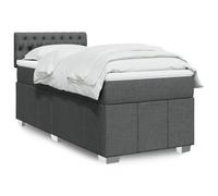 YuuSsea Cama con somier con colchón, 80 x 200 cm, tela gris oscuro, núcleo de muelles ensacados, cabecero regulable en altura, juego de muebles de dormitorio, cómodo descanso