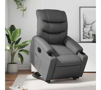 YuuSsea Sillón de relax eléctrico con ayuda para levantarse de piel sintética, color gris, diseño moderno, ajustable, giratorio, con cojín cómodo, respaldo, reposabrazos, patas de madera sólidas, para