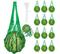 yuuzue 12 redes de sandía con 30 bridas para cables, cunas de hamaca de melón resistentes para enrejado, bolsas colgantes reutilizables, eslingas de frutas, soporte de frutas de malla para melón