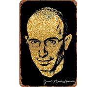 Yuval - Cartel retro de metal con retrato de Noah Harari, letrero de estaño de Halloween, cueva, bar, club, arte de pared para el hogar, letrero de metal de 20 x 30 cm