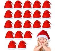 YUVATERA 20 Piezas Gorros para Navidad,Gorros Navidad Adulto,Gorro de Papá Noel de Felpa Suave,Sombrero Navideño Rojo,Gorro de Papá noel Unisex (20)