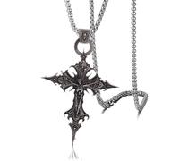 YUVKIN 1 pieza Colgante Cruz, Vintage Gótica Cruz Calavera Colgante Cadena, Cross Collar, Punk Halloween Joyería Gótica Regalo para Hombre Mujer