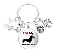 YUVKIN 1 Pieza Llavero Perro Salchicha, Perro Salchicha Regalo, Amuleto de la Suerte, Llaveros de Perros, Colgante para Bolso, Llavero Teckel, Mujeres y Amantes de los Perros, Llavero de Cumpleaños