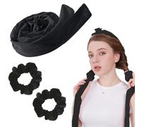 YUVKIN 1 unidad Rizador de Pelo Sin Calor Banda de Terciopelo DIY para Rizos Set con Dos Cintas para Usar Durante la Noche (negro)