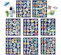 YUVKIN 16 hojas de Espacio con Planetas, Cohetes y Astronautas, Autoadhesivas y Stickers Infantiles Ideales para Scrapbooking y Manualidades, Pegatina para Cumpleaños Navidad