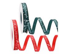 YUVKIN 2 rollos Cinta de satén con motivos navideños, para envolver regalos, roja, lazo rojo para decoración de bodas, Navidad, cumpleaños y fiestas (25 yardas, 10 mm de ancho) (verde/rojo)