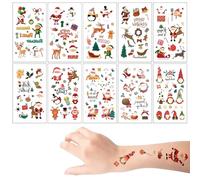 YUVKIN 200 piezas Luminosas Tatuajes Temporales de Santa Claus, Gorro, Árbol de Navidad, Calcomanías, Accesorios, Decoración Para Fiestas, Relleno de Calendario de Adviento, Regalos y Cumpleaños