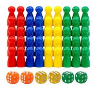 YUVKIN 40 fichas de madera para juegos de mesa con 6 dados, accesorios para familias y fiestas, piezas coloridas de madera (25 × 12 mm) (multicolor)