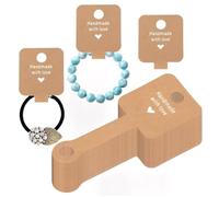 YUVKIN 50 Tarjetas de Exhibición de Joyas Autoadhesivas para Collares, Pulseras, Pendientes, Gomas para el Pelo, Etiquetas Colgantes de Cartón Kraft (10 x 4 cm) (Hecho a Mano con Amor)