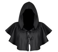 YUVKIN Capa con Capucha de Carnaval, Disfraz de Segador, Capucha de la Muerte, Traje de Halloween Estilo Vintage Medieval, Disfraz Unisex, Accesorio para Rol, Disfraz de Halloween para Adultos (Negro)