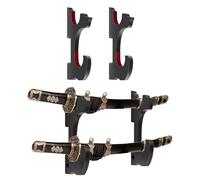 YUVKIN Doble Soporte de Pared de Madera para Espadas, interior acolchado con terciopelo rojo, ideal para Katanas, Sables de Luz, Espadas Samurai y otras Espadas
