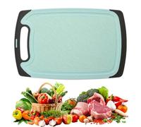 YUVKIN Juego de 1 tabla de cortar de paja de trigo, tablas de cortar profesionales antibacterianas con ranura para jugos y base antideslizante, ecológicas (verde)