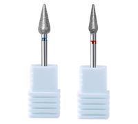 YUVKIN Juego de 2 Piezas de Brocas Profesionales de Carburo para Manicura Rusa, Retirar Cutículas, Piel Muerta y Preparar Uñas, Limpieza Bajo Uñas, Ideal para Salón de Manicura (3/32'') (Fino)