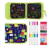 YUVKIN Juegos de Pintura, Libro Pizarra Reutilizable, Tabla Doodle Infantil Multifuncional, Bloque de Escritura y Dibujo Borrable, Niñas, 12 Plumas de Colores y 14 Página, 2 3 4 5 6 Años, Regalo
