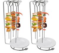YuWangg brochetas,Estante Colgante de Acero Inoxidable,Soporte Vertical para Pinchos de Barbacoa,Pinchos Barbacoa Acero Inoxidable con Soporte para,24 cm de Largo,adecuadas para Fiestas de Barbacoa