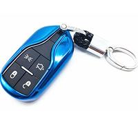 YUWATON Funda para Llave de Coche de TPU para Mando a Distancia Maserati Quattroporte Ghibli GT GC Tejida a Mano con Llavero Azul