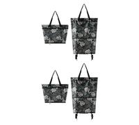 yuwqqoajv 2 Juegos de Bolsa de Compras Plegable Reutilizable con Ruedas Experiencia de Compra al Siguiente Nivel Hecha de Tela Satinada Bolsa con Carrito de Compras Impresión de Rosas