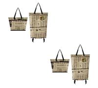 yuwqqoajv 2 Juegos de Bolsa de Compras Plegable Reutilizable con Ruedas Experiencia de Compra al Siguiente Nivel Hecha de Tela Satinada Bolsa con Carrito de Compras Periódico inglés
