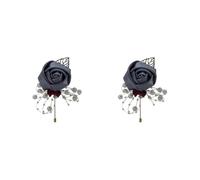 yuwqqoajv 2 Juegos de Broche de boda elegante y elegante, una adición elegante a la vestimenta, tela nostálgica vintage, alfileres de lujo para bodas, broche de flores, gris oscuro