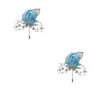 yuwqqoajv 2 Juegos de Broche de boda elegante y elegante, una adición elegante a la vestimenta, tela nostálgica vintage, alfileres de lujo para bodas, broche de flores, azul agua