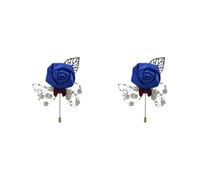 yuwqqoajv 2 Juegos de Broche de boda elegante y elegante, una adición elegante a la vestimenta, tela nostálgica vintage, alfileres de lujo para bodas, broche de flores, azul real
