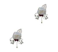 yuwqqoajv 2 Juegos de Broche de boda elegante y elegante, una adición elegante a la vestimenta, tela nostálgica vintage, alfileres de lujo para bodas, broche de flores, Para blanco lechoso