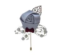 yuwqqoajv 20 Juegos de Broche de boda elegante y elegante, una adición elegante a la vestimenta, tela nostálgica vintage, alfileres de lujo para bodas, broche de flores, gris claro