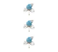 yuwqqoajv 3 Juegos de Broche de boda elegante y elegante, una adición elegante a la vestimenta, tela nostálgica vintage, alfileres de lujo para bodas, broche de flores, azul agua