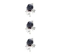 yuwqqoajv 3 Juegos de Broche de boda elegante y elegante, una adición elegante a la vestimenta, tela nostálgica vintage, alfileres de lujo para bodas, broche de flores, gris oscuro