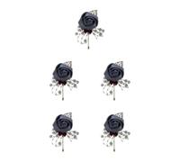 yuwqqoajv 5 Juegos de Broche de boda elegante y elegante, una adición elegante a la vestimenta, tela nostálgica vintage, alfileres de lujo para bodas, broche de flores, gris oscuro