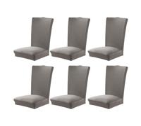 yuwqqoajv 6 unids/set funda para silla aspecto suave y cómodo de muebles varios colores disponibles funda elástica para asiento de silla de poliéster, Gris plateado