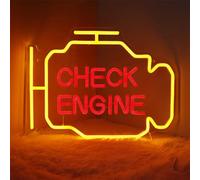 yuwqqoajv Acrílico Check Engine Letreros de neón Motor Letrero de neón Check Engine Letrero de neón LED personalizado Letreros de neón para garaje Fácil instalación, Amarillo+Rojo