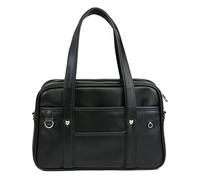 yuwqqoajv Bolso japonés para la escuela hecho con cuero de primera calidad, bolso de lona de cuero PU impermeable de gran capacidad, adecuado, negro, tamaño mediano