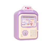 yuwqqoajv Cautivadores juguetes de alcancía para ahorrar con funcionalidad de cajero automático electrónico que enseñan a los niños sobre la gestión del, Violeta, 14.5 x 11.5 x 25 cm