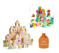 yuwqqoajv Regalos para bebés de 1 año: Juego de Bloques de para Madera de los Hermanos Grimm para el Desarrollo sistemático de competencias en un área , Vistoso , 100+42 Juguetes de construcción b