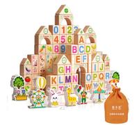 yuwqqoajv Regalos para bebés de 1 año: Juego de Bloques de para Madera de los Hermanos Grimm para el Desarrollo sistemático de competencias en un área , Vistoso , Edificio 100sólido bl