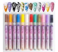 yuwqqoajv Set de 12 rotuladores de colores para decoración uñas con esmaltes 3D secado rápido para crear obras maestras impecables y obras maestras amateur. Marcadores pintura acrílica secado