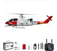 YUXIANG F112S AH-1 Cobra - Helicóptero teledirigido GPS para adultos, 2,4 G 9 canales, helicóptero militar teledirigido con motor sin escobillas, rotor Flybarless, LiDAR y flujo óptico (rojo/blanco/1