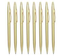 YUXIANLB 8 bolígrafos dorados de metal delgado a granel, punta media de 1 mm, tinta negra, escritura suave, bolígrafos dorados para negocios, oficina, profesor, estudiante, boda, invitado, regalo de